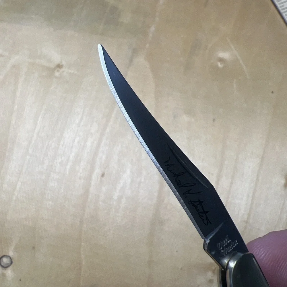 Rare! Michael‎ Prater Toothpick Knife Turquoise, Gold, Ivory Handle